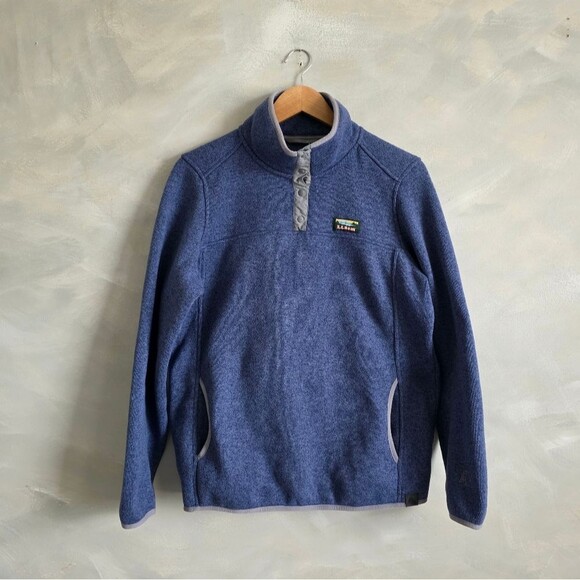 L.L. Bean Women's Misses Blue Purple Fleece T-Snap Pullover Sweater Regular Sz L - Picture 11 of 12